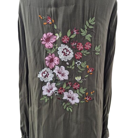 Gibson Latimer Brown Embroidered Light Robe Coat Topper Open Front  Sz XL - Picture 2 of 5